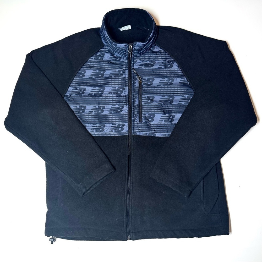 New Balance Mens Black Zip Front Fleece Warm Jacket Size- Large